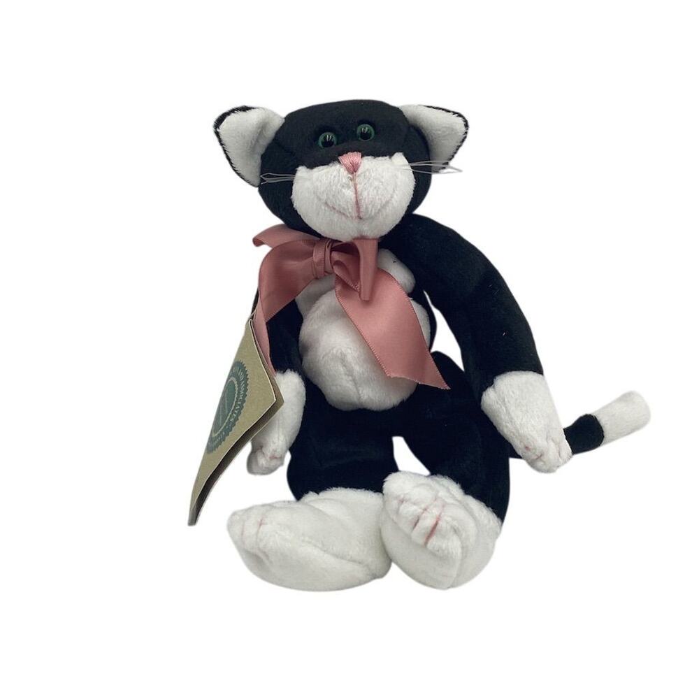 Boyds Bears Allie Fuzzbucket 9" Black Plush Cat Vintage Jointed Toy
